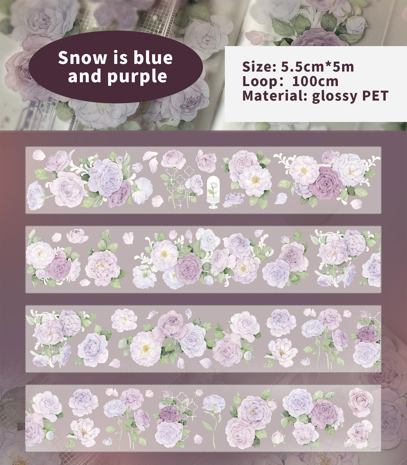 PET Tape - 500cm/600cm Vintage Flower Landscaping 
