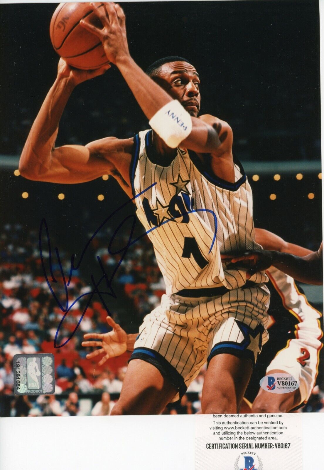 Penny Hardaway Orlando Magic Signed Autographed 8x10 Glossy Photo Poster painting Beckett BAS