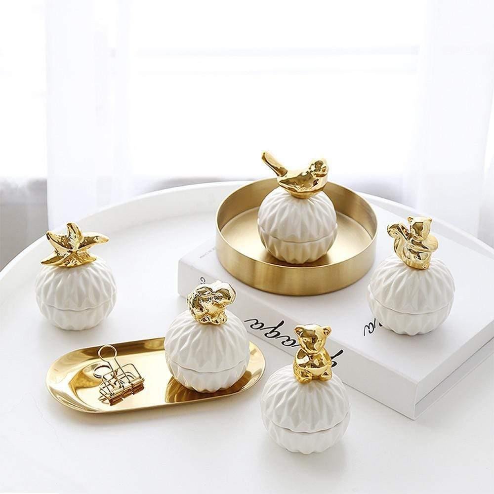 White and Gold Porcelain Jewelry Box