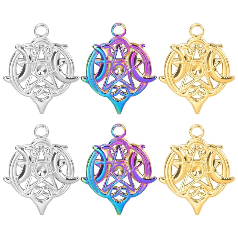 1 Piece 25x20mm Hole 2~2.9mm 304 Stainless Steel 18K Gold Plated Pentagram Pendant