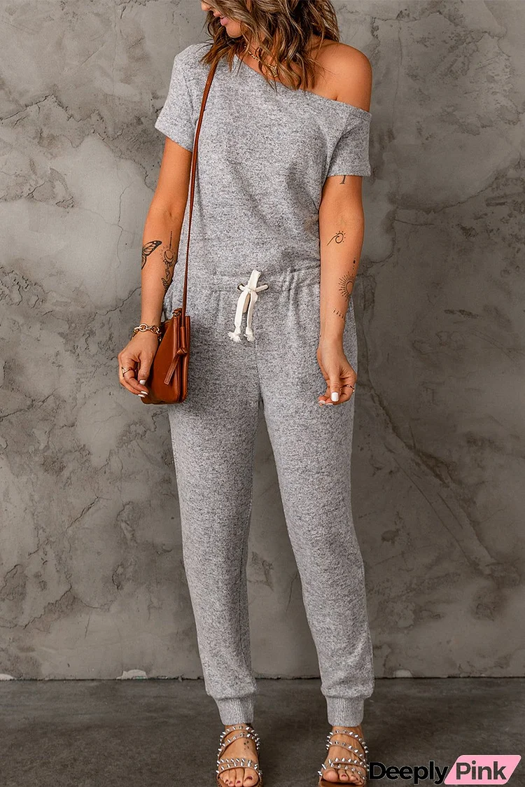 Off Shoulder Short Sleeve Jumpsuit