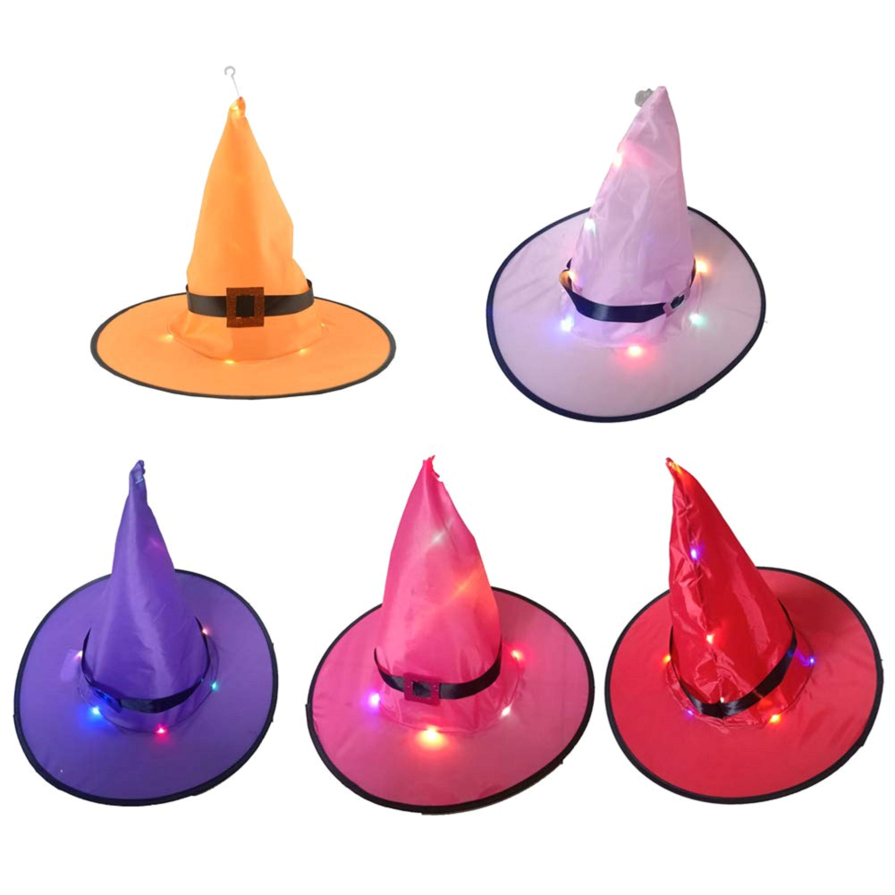 

5pcs Halloween LED Luminous Hat Kid Glowing Witch Hat Garden Decor Supplies, 501 Original