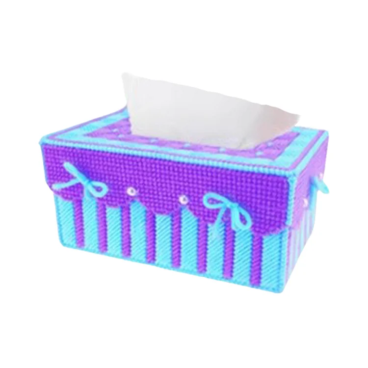 Cross Stitch Tissue Box Embroidery Needlecrafts for Kids Adults (Blue Purple) gbfke