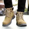 Real Leather Vintage Combat Boots / Men's Motorcycle Military Shoes