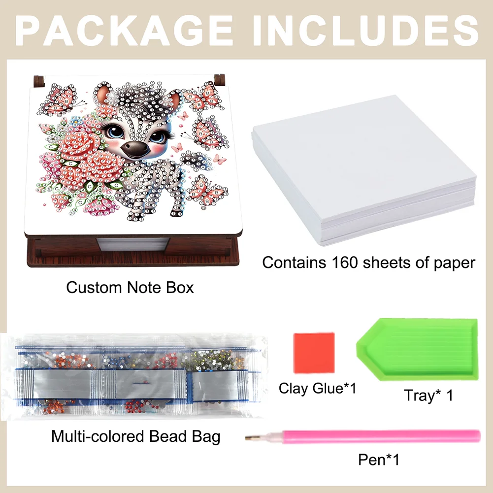 DIY Butterfly Zebra Diamond Painting Note Box Paper 160 Sheets of Paper for DIY Art Craft