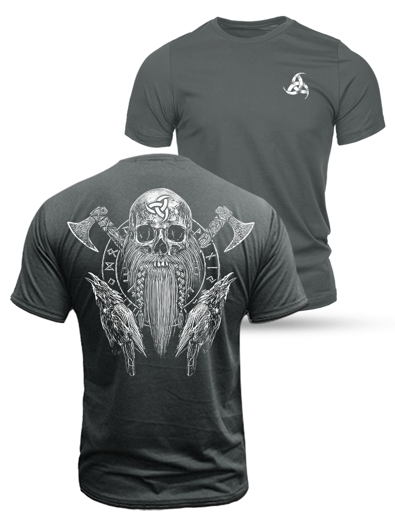 Viking Valhalla Warrior Duplex Printing Cotton T-Shirt