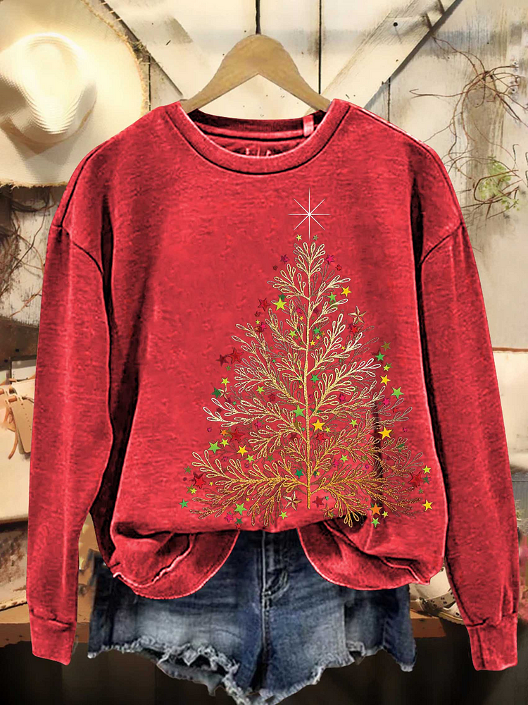 Women's Christmas Crew Neck Pattern Neck Sweatshirt