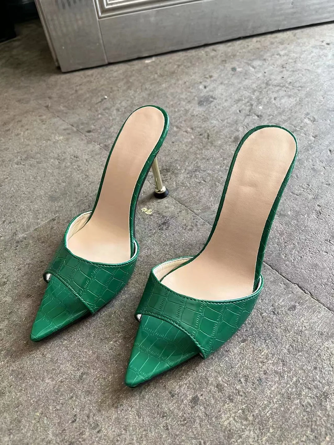 Yyvonne Pointed Cool Slippers Female High Heel Fish Mouth Fine Sandals Female Heel Shoes Female Heel Slippers