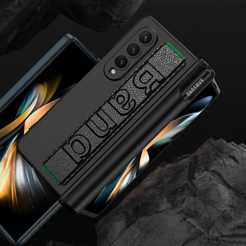 Applicable To Samsung Zfold4 Magnetic Wrist Strap Bracket Folding Mobile Phone Case