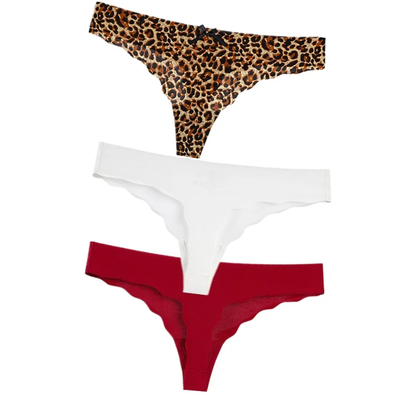 Hot 3Pcs Sexy G String & Thongs Women's Set Panties Solid Female Underwear Mid-Rise Silky Ladies Briefs Comfort Seamless Panties