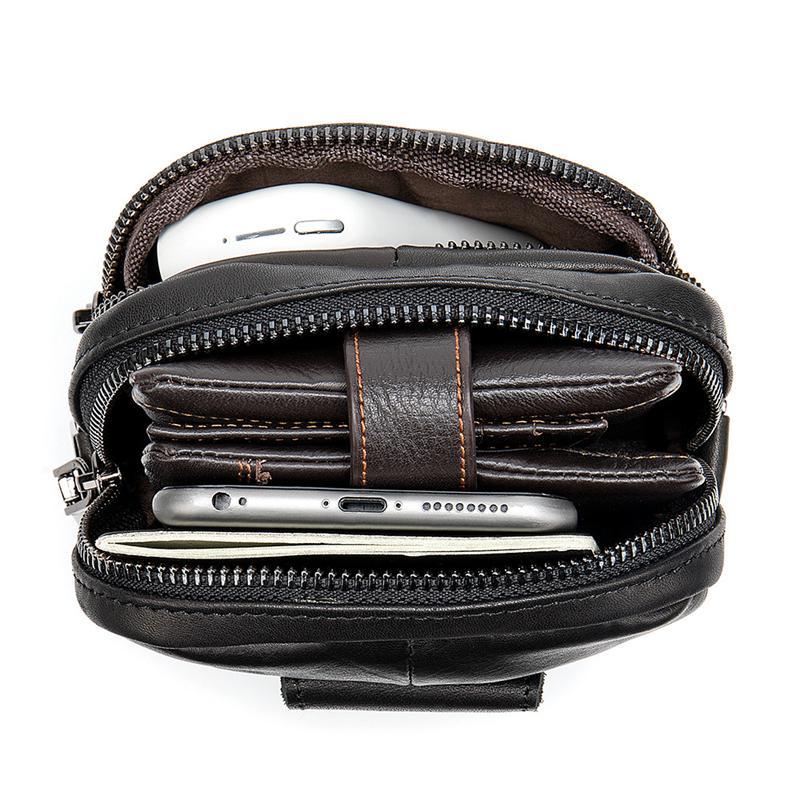 Soft Leather Shoulder Bag Crossbody Bag Mini Belt Bag For Men