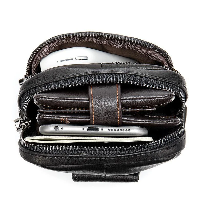 Soft Leather Shoulder Bag Crossbody Bag Mini Belt Bag For Men