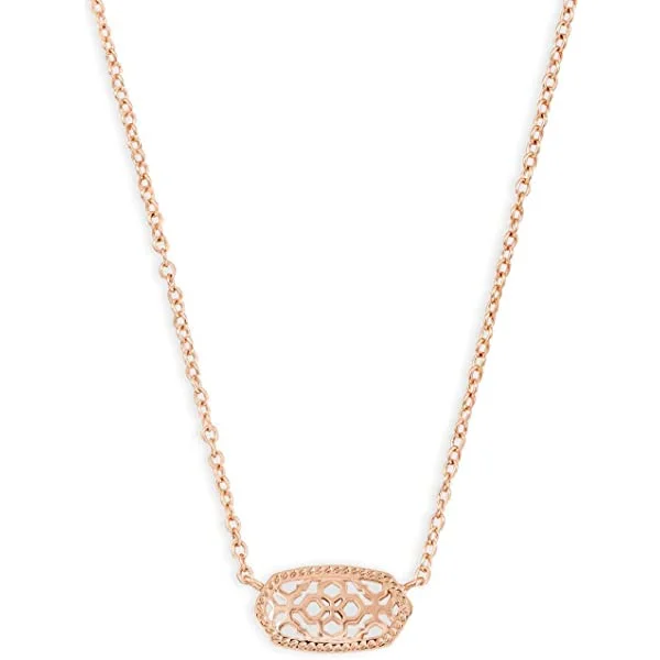 Kendra Scott Elisa Pendant Necklace for Women, Fashion Jewelry, 14k Gold-Plated GOLD - ROSE QUARTZ