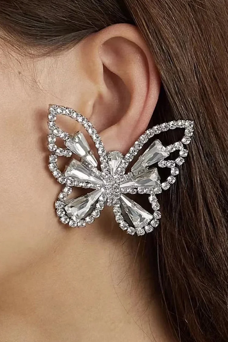 Rhinestone Butterfly Dangle Earrings