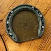 Handmade high-end style horseshoe cowhide cultural and creative retro creative leather coffee and tea coasterh