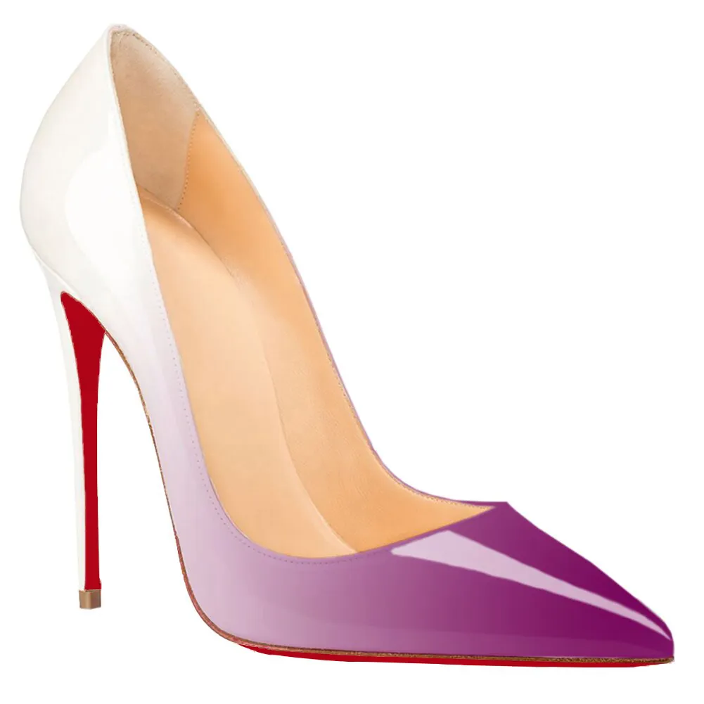 120mm Gradient High Heels Fashion Red Soles Pumps Patent-vocosishoes
