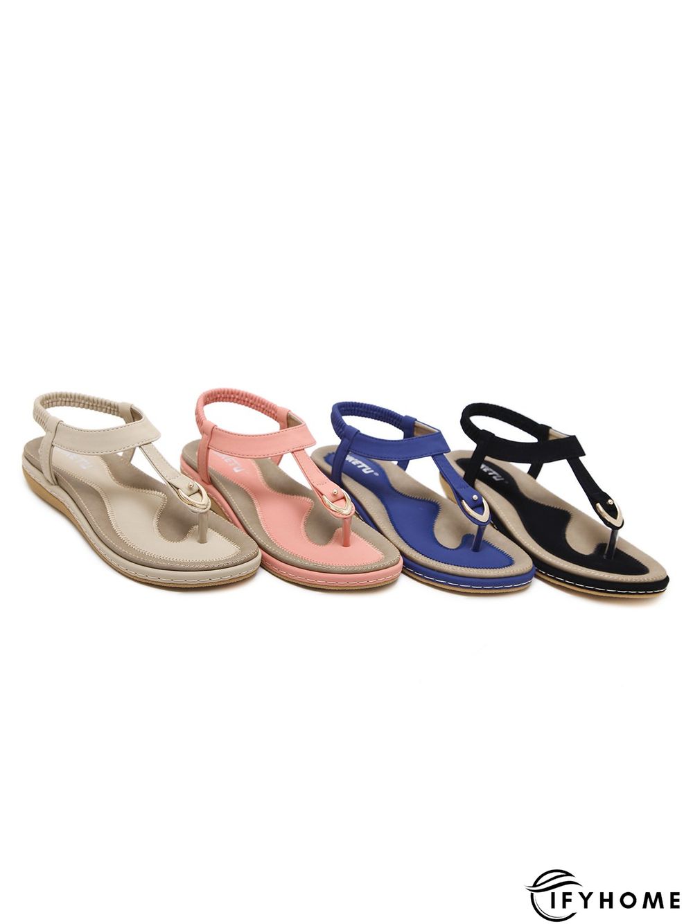 Women's Beach Metal Buckle Trim Flip-On Sandals | IFYHOME