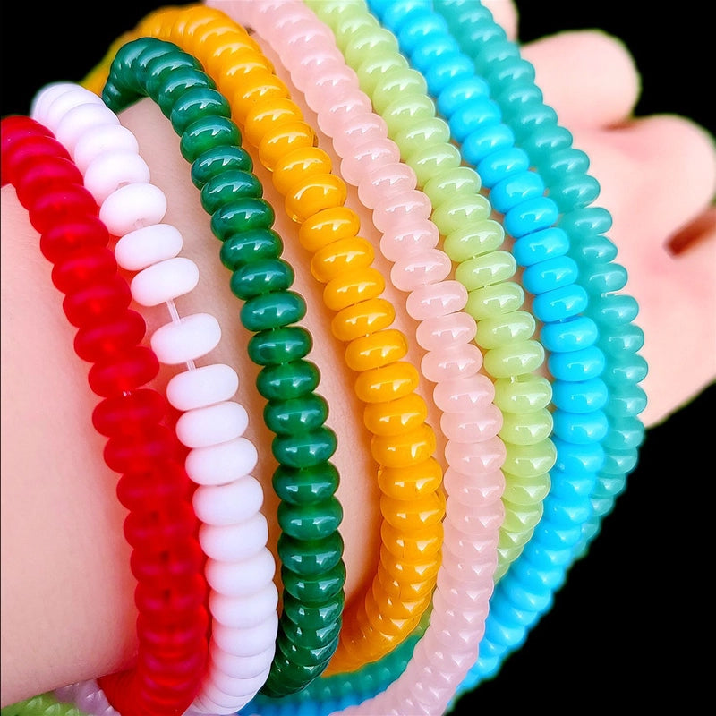 1 String 5*8mm Glass Glass Geometric Solid Color Beaded