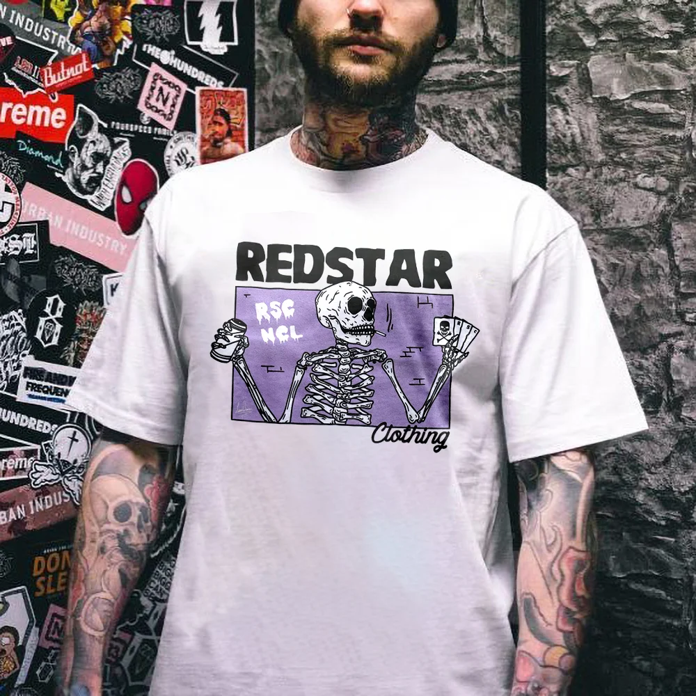 REDSTAR skeleton printed T-shirt designer -  