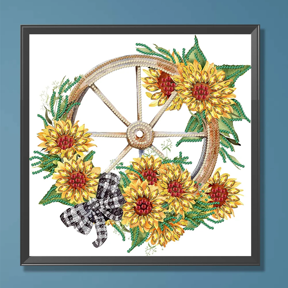 Special Shape Diamond Painting 30*30cm - Sunflower Wheels