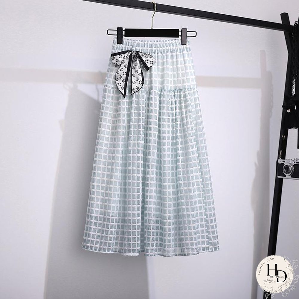 Basic Lace-Up Blouse+Plaid Skirt P10121