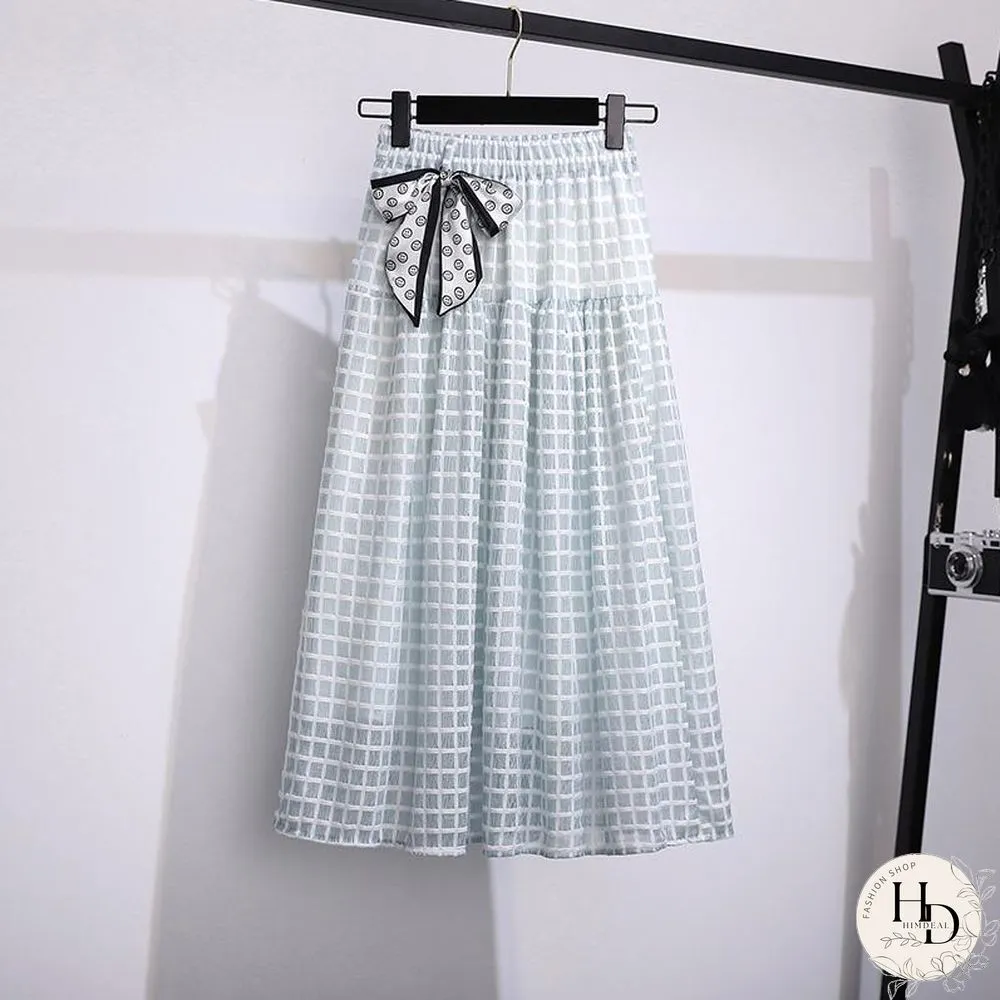 Basic Lace-Up Blouse+Plaid Skirt P10121