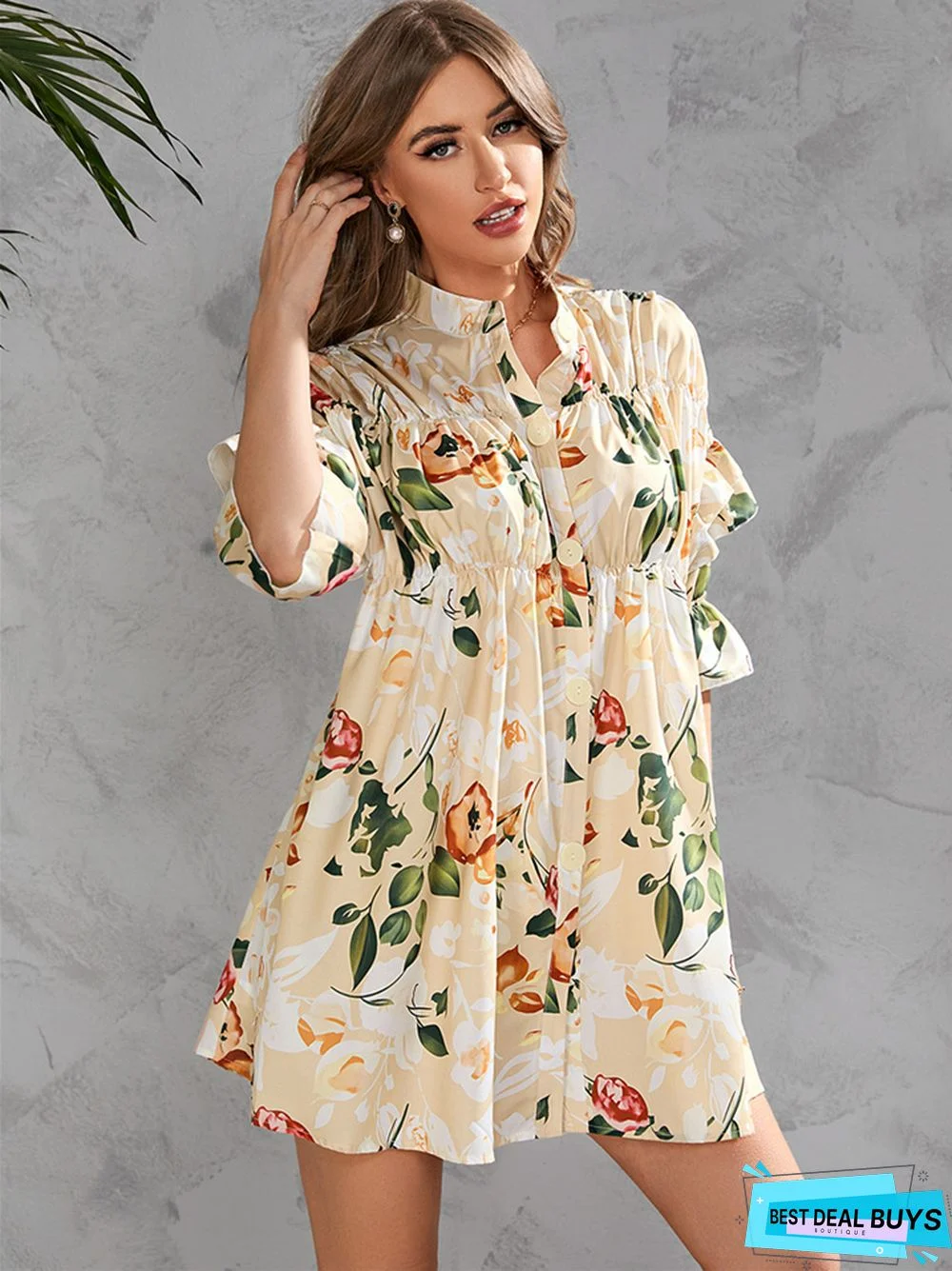 Short 5 / 4 Sleeve Print Dresses