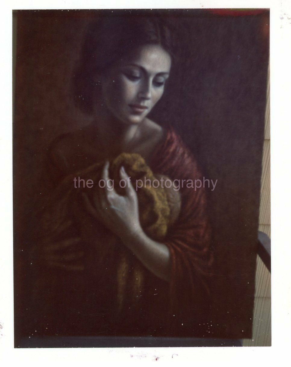 Painting Of A Woman 1960's 70's ART Found Photo Poster painting Color Original Snapshot 97 18 F