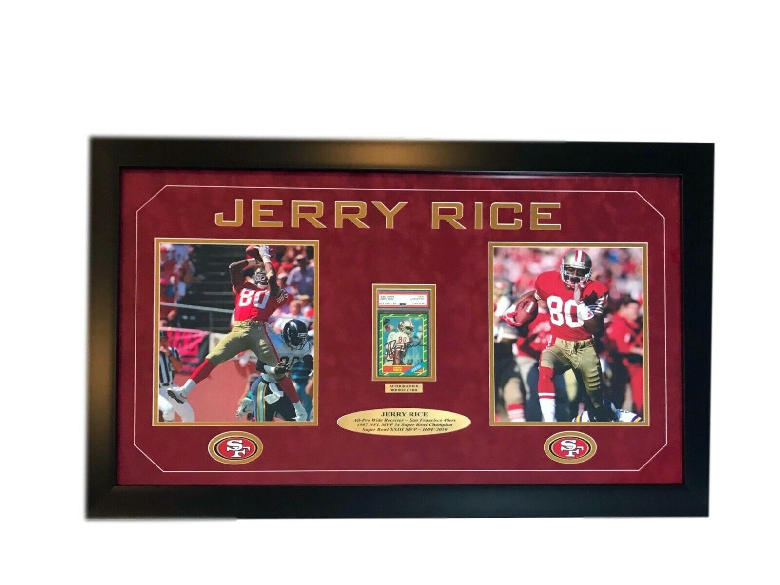 Jerry Rice Signed Authentic Rookie Card Framed Collage 49ers Signed COA PSA