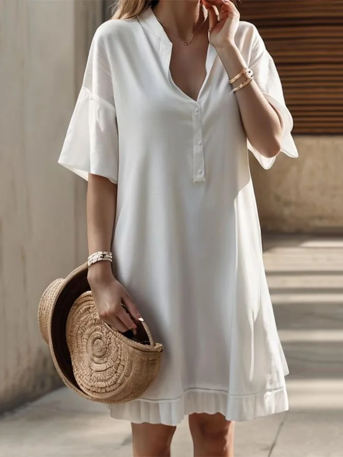 Women's Retro Solid Color Loose Casual Dress