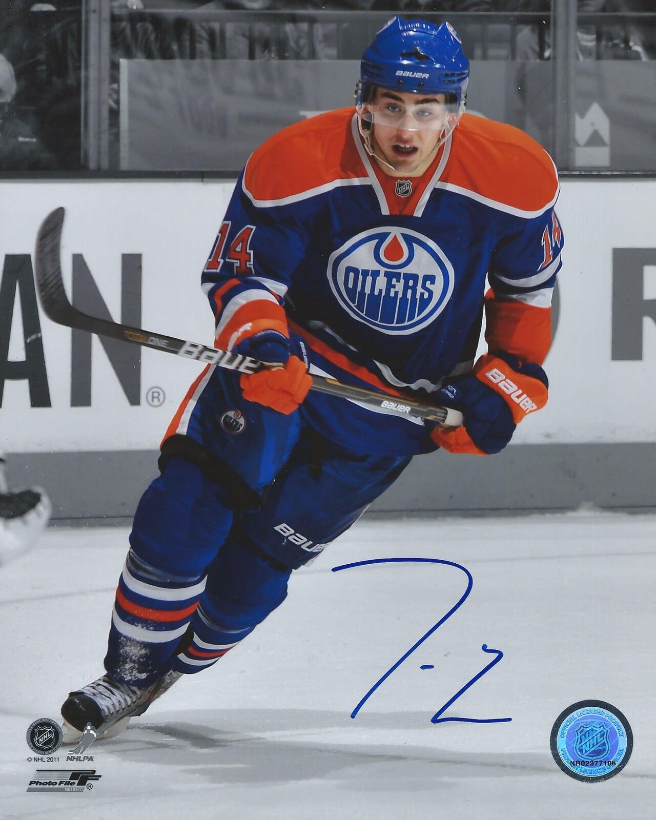 Jordan Eberle Signed 8x10 Photo Poster painting Edmonton Oilers Autographed COA F