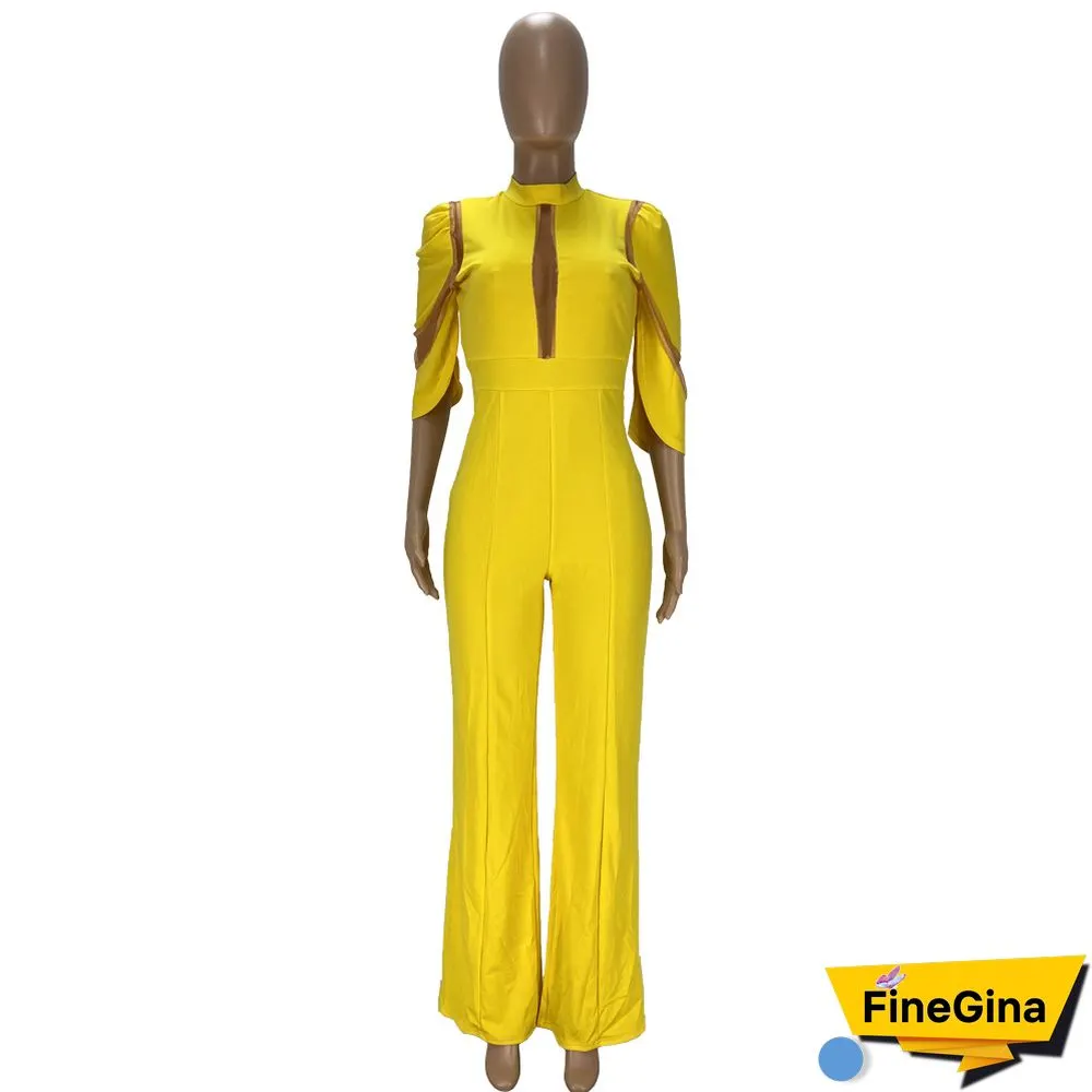 Fashion Net Yarn Patchwork Sexy Jumpsuit