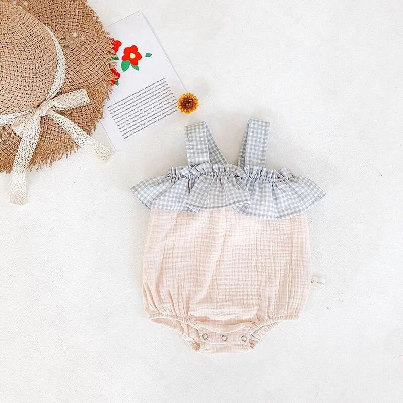 Summer Plaid Baby Bodysuits and Blouse 2 pcs New 2020 Fashion Baby Clothing Little Pumpkin Infant Girls Boys Clothes Set