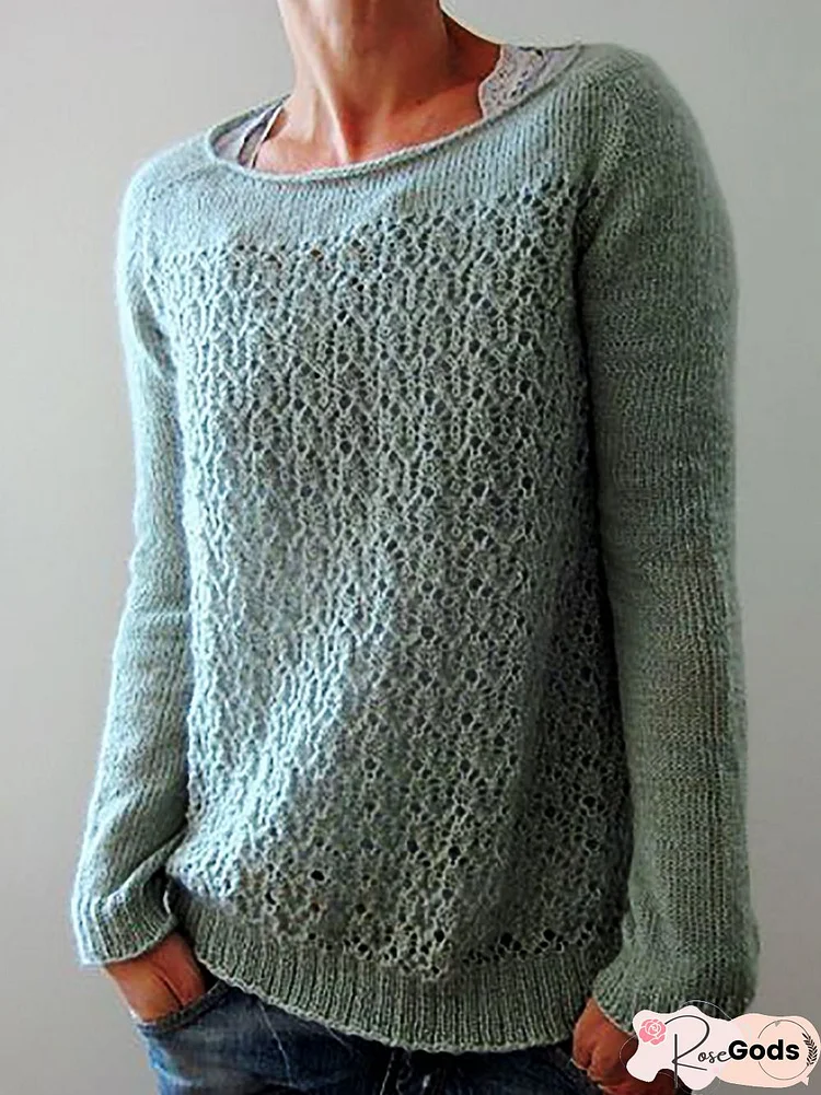 Knitted Long Sleeve Crew Neck Sweater