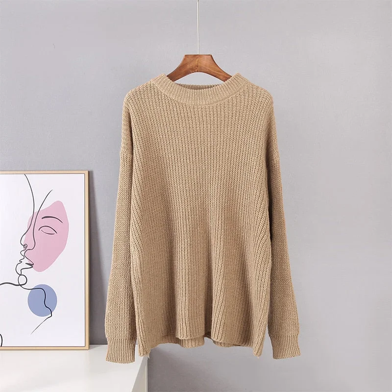Hirsionsan Winter Sweater Women 2020 New Korean Warm Knitted Sweater Loose O Neck Female Pullovers Fashion Solid Female Tops