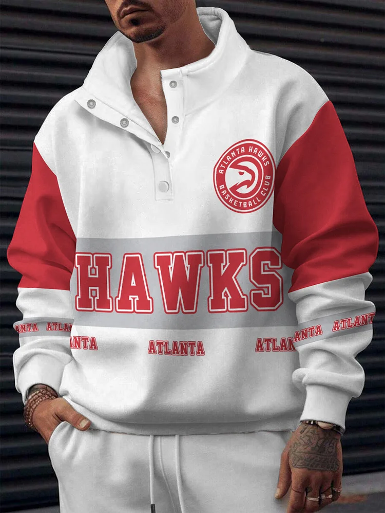 Atlanta Hawks  2025 New Design Casual Snap Mockneck Pullover