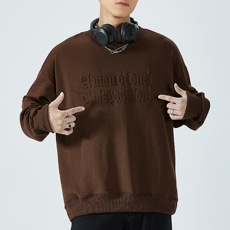 Unisex Japanese Minimalist Round Neck Hoodie With 3D Steel Stamp