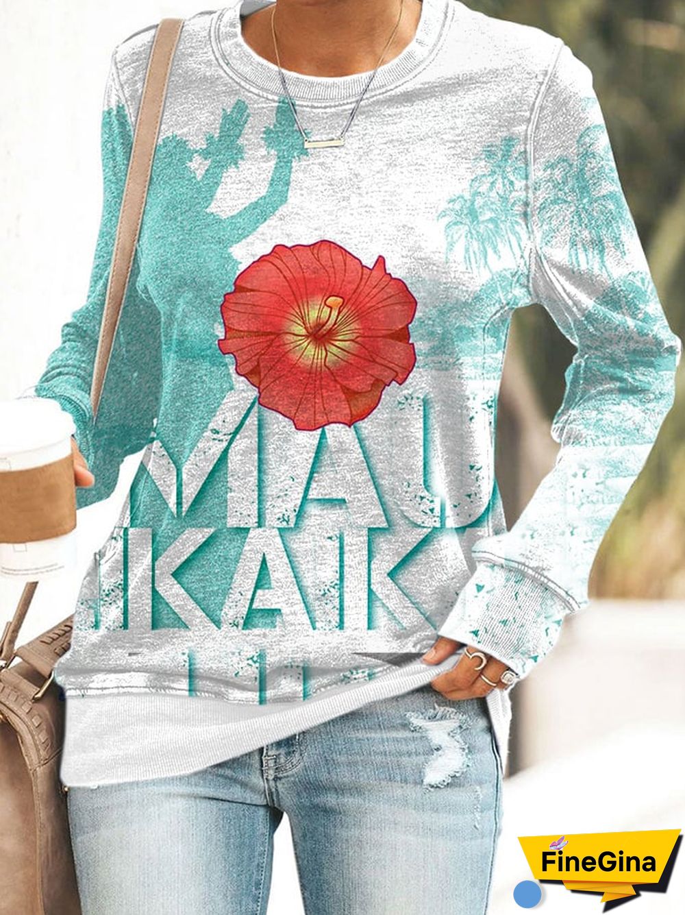 Ladies' Maui Strong Casual Print Sweatshirt