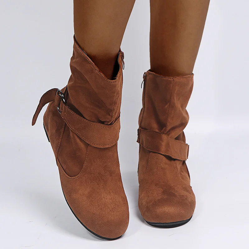 Colourp Colourp Medium Tube Buckle Women's Boots Autumn And Winter Ankle Boots Large Size Women's Boots Womens Boots