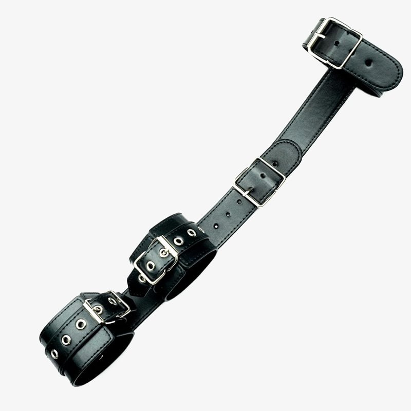 Pu Leather Neck Collar With Wrist Handcuffs 