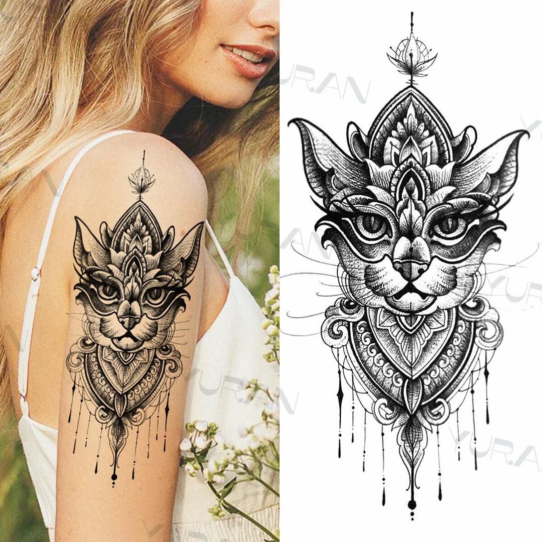 Sdrawing Catcher Rose Flower Temporary Tattoos For Women Adult Henna Moon Feather Owl Fake Tatoos Realistic Sexy Chest Tattoo Paste