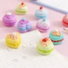6 BOXES Lovely Macarons Dessert Erasers 6in1 Set for Kids Student Office Exam Stationery Gift