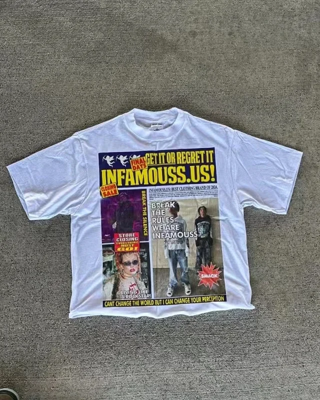 Aonga 2024 American Alphabet Graphic T-shirt y2k Top Oversized T-shirt Harajuku Goth Street retro men Hip hop women T-shirt aonga