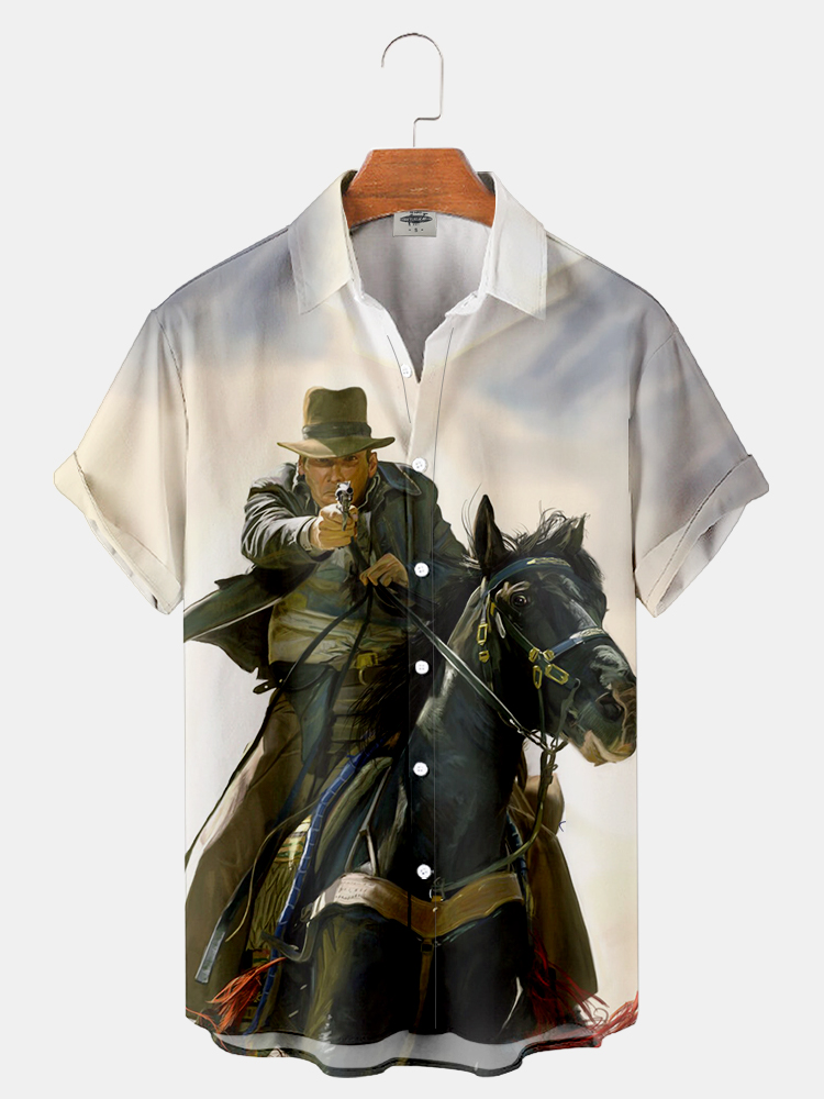 Men'S Classic Action Movie West Printed Shirt PLUSCLOTHESMAN