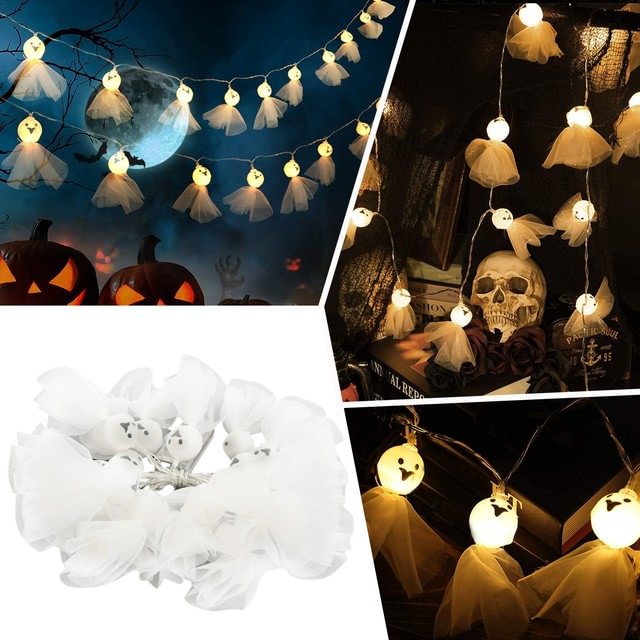 Halloween Spirit Face Party Courtyard Decorative Lights LED Light String Scene Layout 1.5 Glow in The Dark Skeleton Fabric