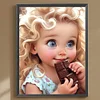 >SALE<5D DIY Full Round Drill Diamond Painting Curly Hair Big Eyes Girl Decor 30x40cm