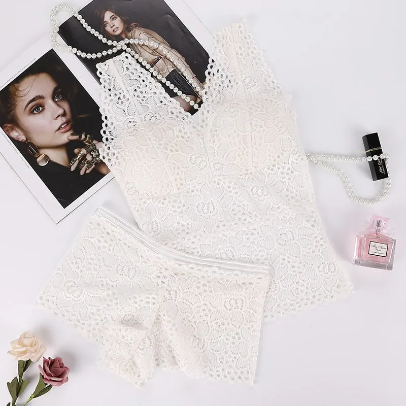 Bra Underwear Set Women Sexy Lace Push Up Bra Panty Set Ladies Wireless Wide Shoulder Intimates Lingerie Sets Soutien Gorge