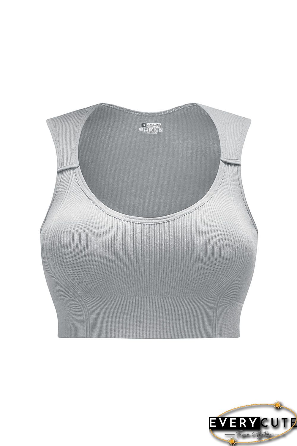 Gray Joint Straps Sleeveless Ribbed Gym Top