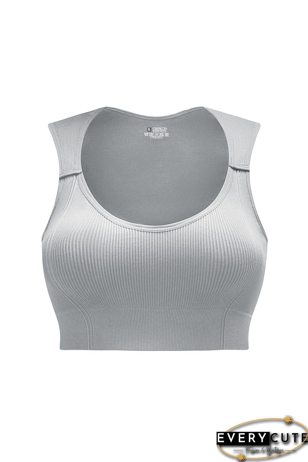 Gray Joint Straps Sleeveless Ribbed Gym Top