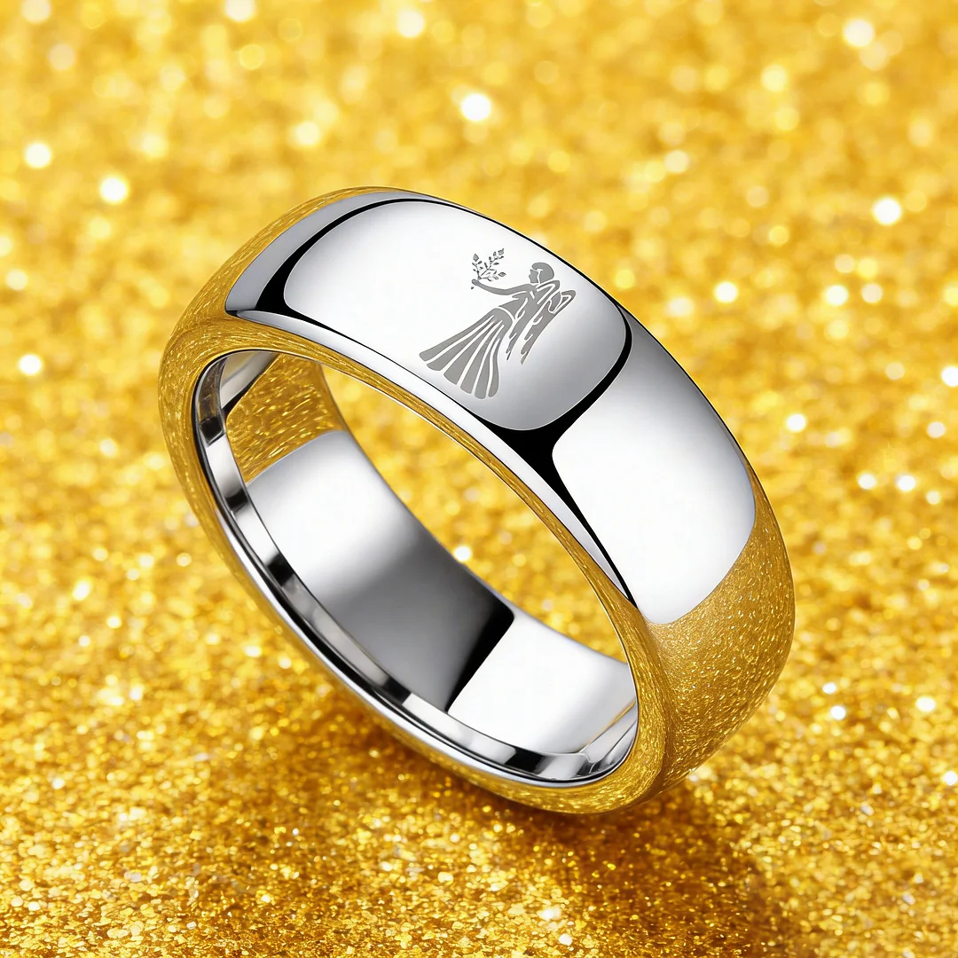 Virgo Dome Tungsten Carbide Rings Sliver Tungsten Wedding Bands for Men and Women 4MM 6MM 8MM